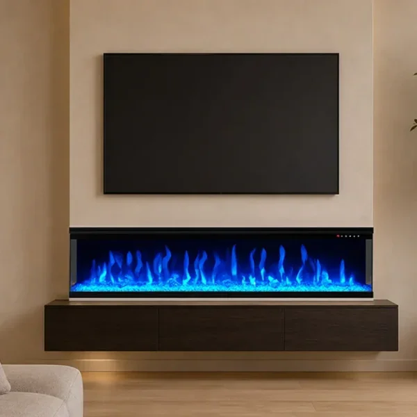 Electric Fireplace, Wall, 1500 W, Glass - view 2