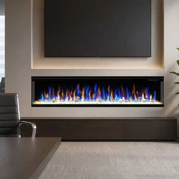 Electric Fireplace, Wall, 1500 W, Glass - view 3