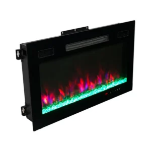Electric Fireplace, Wall, 1500 W, Glass+Steel