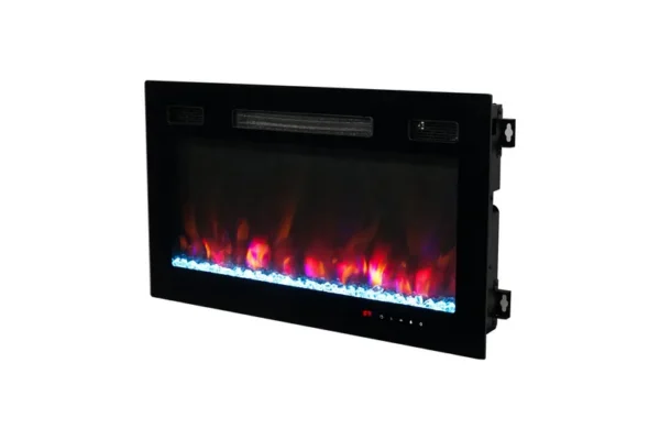 Electric Fireplace, Wall, 1500 W, Glass+Steel - view 2