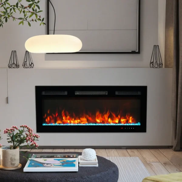 Electric Fireplace, Wall, 1500 W, Glass+Steel - view 4