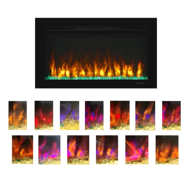 Electric Fireplace, Wall, 1500 W, Glass+Steel - view 5