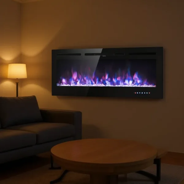 Electric Fireplace, Wall, 1500 W, Metal - view 2
