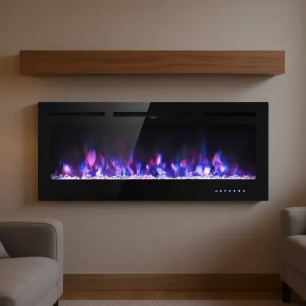 Electric Fireplace, Wall, 1500 W, Metal - view 3