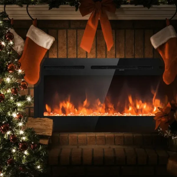 Electric Fireplace, Wall, 1500 W, Metal - view 6