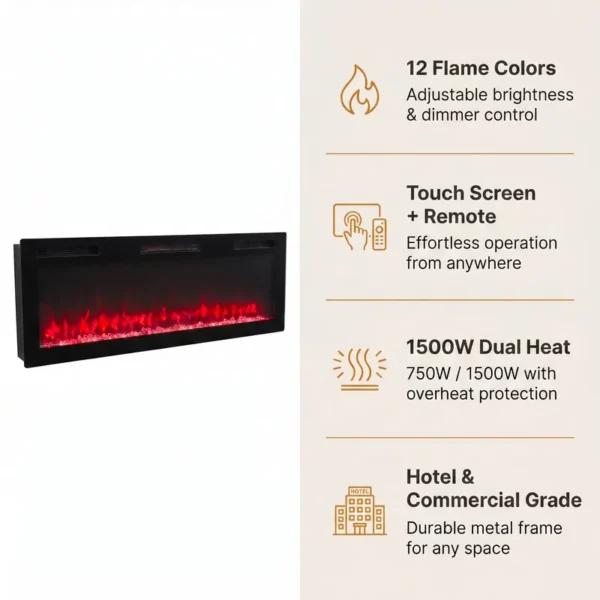 Electric Fireplace, Wall, 1500W - view 4