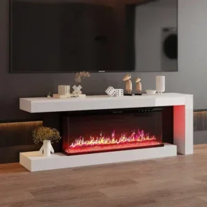 Electric Fireplace, Wall, 2000 W, tempered glass