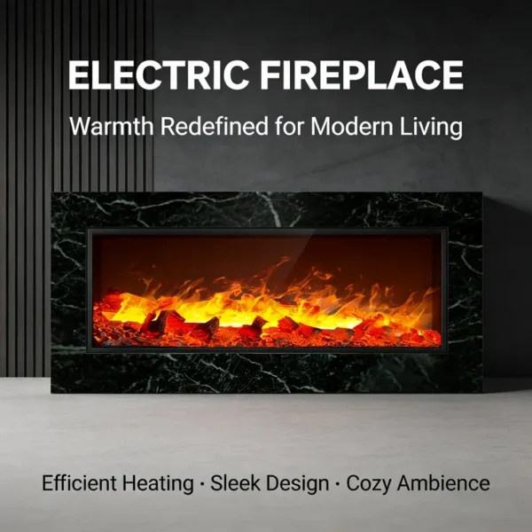 Electric Fireplace, Wall, 2000 W, tempered glass - view 2