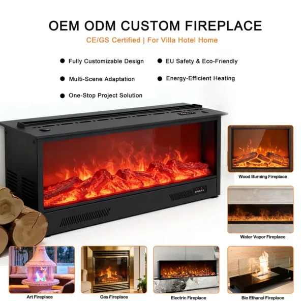 Electric Fireplace, Wall, 2000 W, tempered glass - view 5