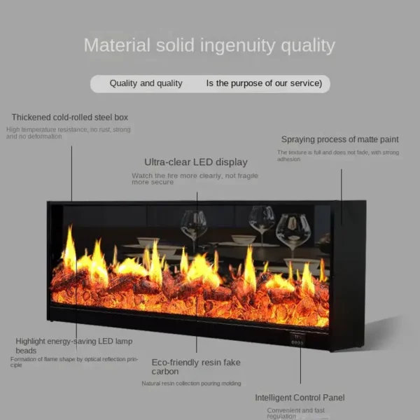 Electric Fireplace, Wall, 2000 W, tempered glass - view 6