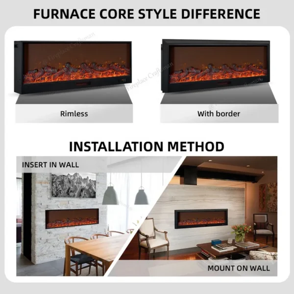 Electric Fireplace, Wall, 20W, Metal - view 5