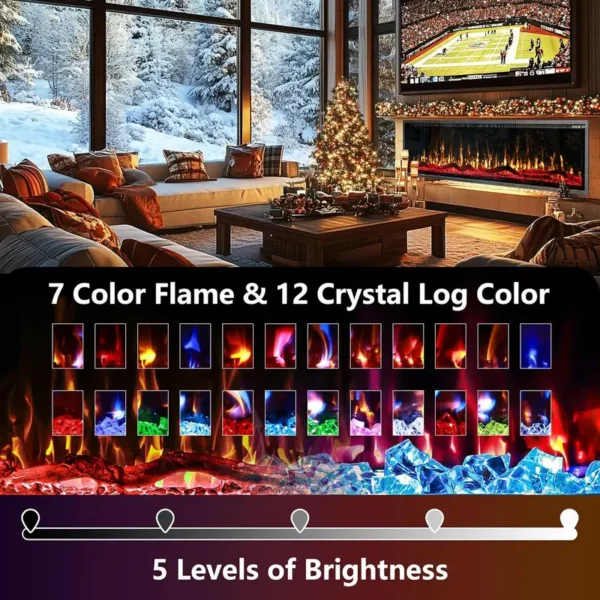Electric Fireplace, Wall, 750W, Metal - view 4