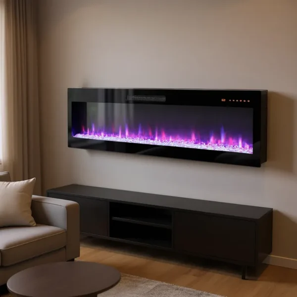 Electric Fireplace, Wall, Glass, Wall-mounted - view 2
