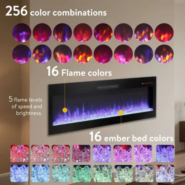 Electric Fireplace, Wall, Glass, Wall-mounted - view 3