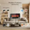 Electric Fireplace, Wall, Portable, Home1500W-2000W - view 5