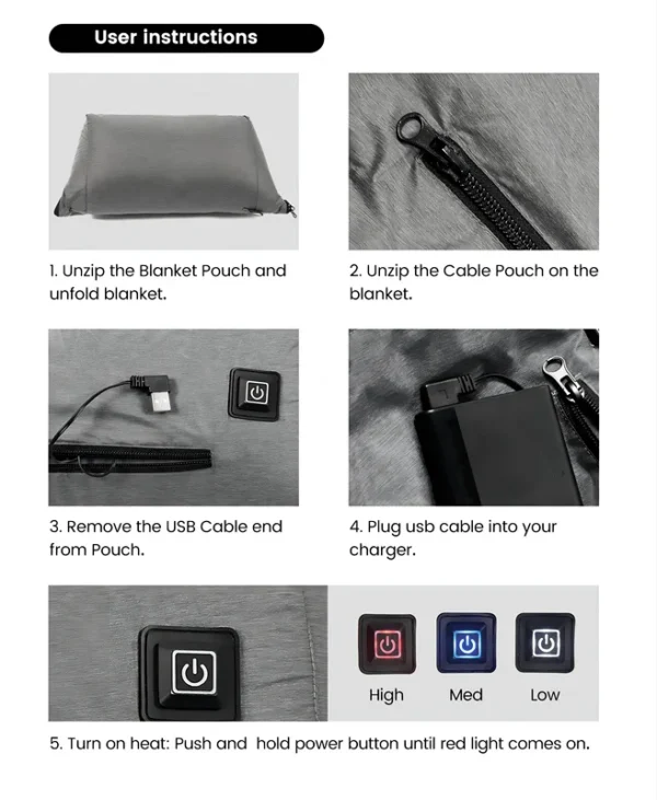 Electric Heated Puffy Blanket, 5V, USB - view 6