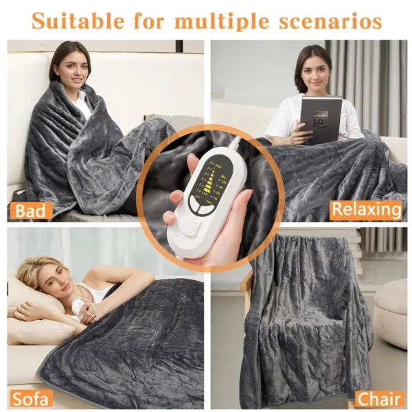 Electric Heated Throw Blanket, 110 W(0.15hp), Flannel Fleece - view 4