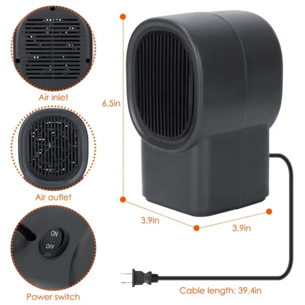 Electric Heater, Portable, 400W - view 4