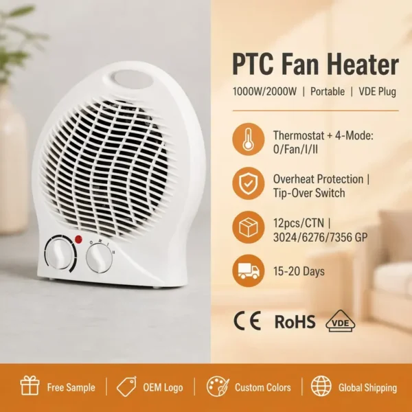 Electric Heater, Portable, PTC, 1000W, 2000W - view 2