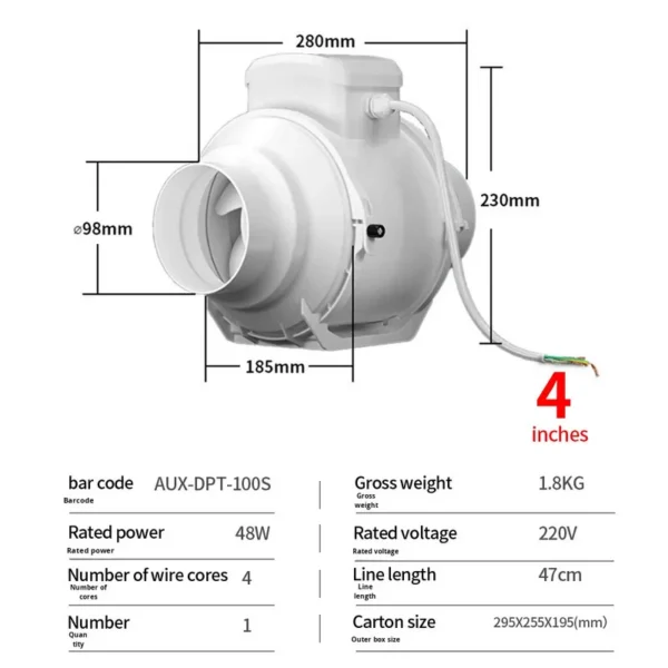 Electric Plastic Axial Blower, 3-12inch, 110-240 v - view 6