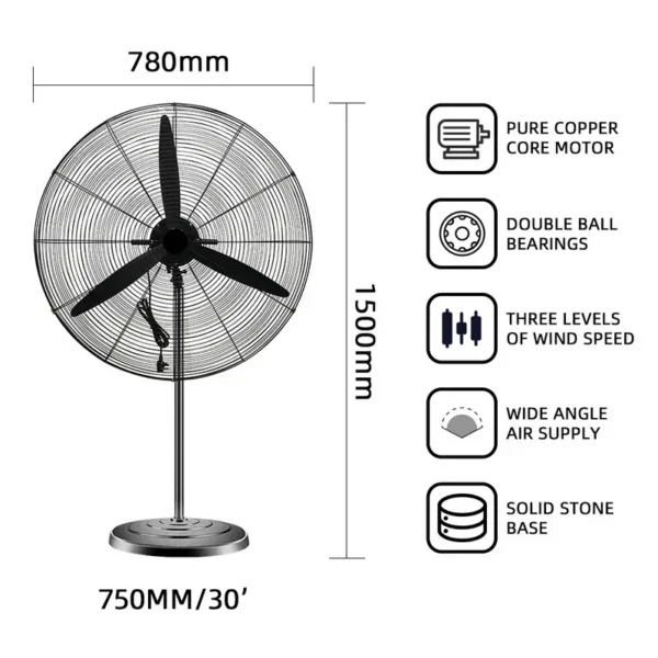 Electric Stand Fan, Electric Power, 230w(0.31hp) - view 2