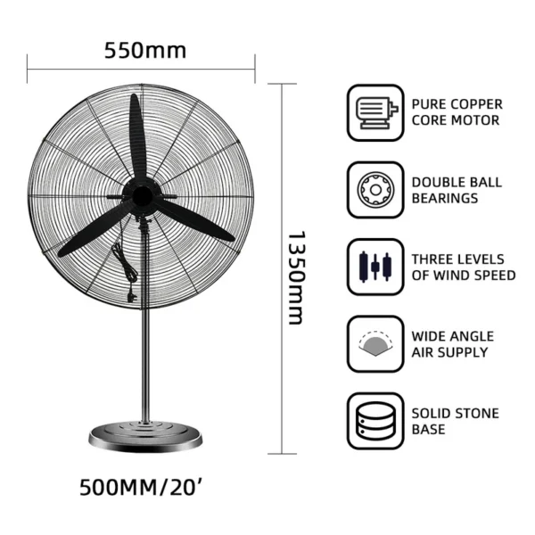 Electric Stand Fan, Electric Power, 230w(0.31hp) - view 4