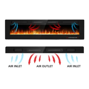 Electric Wall-mounted Fireplace, 68-Inch, 1500 W, Metal