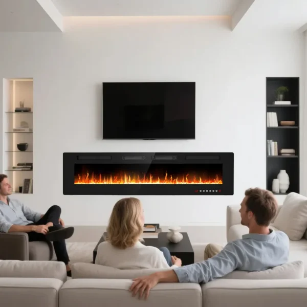 Electric Wall-mounted Fireplace, 68-Inch, 1500 W, Metal - view 4