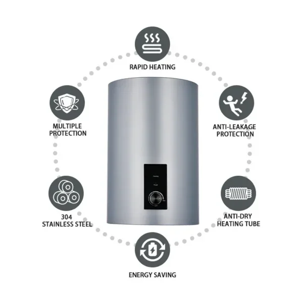 Electric Water Heater, Stainless, Steel, 50L - view 3