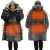 Electric Wearable Hooded Blanket, USB, flannel & sherpa