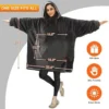 Electric Wearable Hooded Blanket, USB, flannel & sherpa - view 2