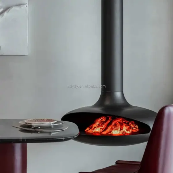 Electronic Charcoal Corner Fireplace, PANSEE, 360, 86% - view 3