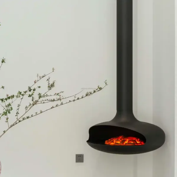 Electronic Charcoal Corner Fireplace, PANSEE, 360, 86% - view 4
