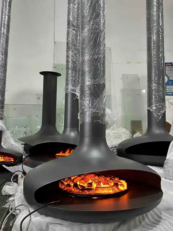 Electronic Charcoal Corner Fireplace, PANSEE, 360, 86% - view 5