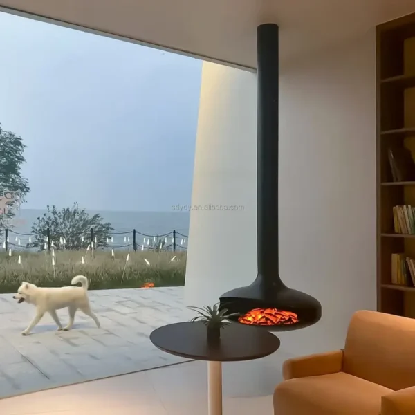 Electronic Charcoal Corner Fireplace, PANSEE, 360, 86% - view 6