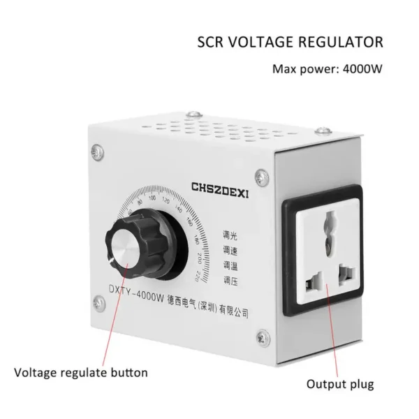 Electronic Voltage Regulator Motor, 4000W, SCR, 220V - view 2