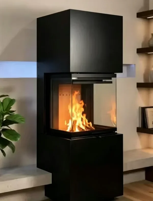 Embedded Metal Indoor Fireplace, Steel - view 4