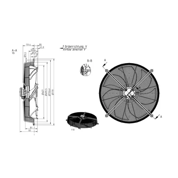 Equipment Axial Cooling Fan, 230V, 50Hz, 860RPM, 660W - view 4