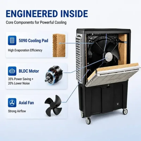 Evaporative Air Cooler, 10000m3/h, 15000m3/h, Portable, BLDC - view 4