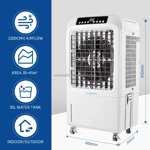 Evaporative Air Cooler, 3000m3/h, portable, 30L - view 3