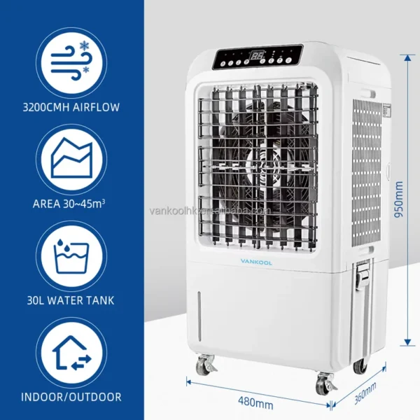 Evaporative Air Cooler, 3000m3/h, portable, 30L - view 3