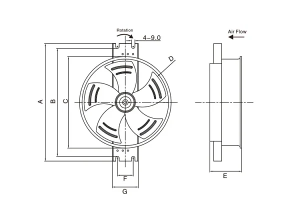 Exhaust Fan, 350mm, 350FZY2-D, 220V, 380V - view 6
