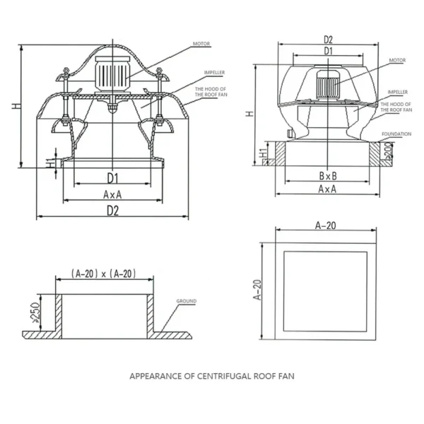 Exhaust Industrial Axial Fan, DMY, 550W - view 6