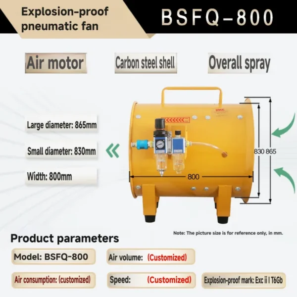 Explosion-proof Pneumatic Axial Fan, BSFQ-800, DADA, 800mm - view 6