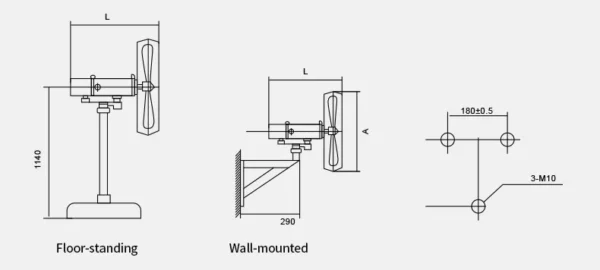 Explosion-proof Shaking Head Fan, FB-, 600, Wall, 380V - view 6