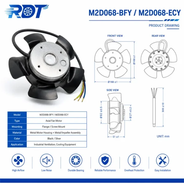 External Rotor Fan, M2D068-BFY, HVAC - view 5