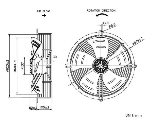 External Rotor Motor, AF600150-B, 220V, 600*150mm, Cast - view 5