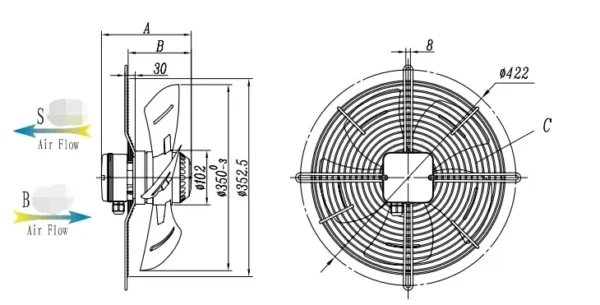 External Rotor Motor, Axial, 220V, Steel plate - view 5
