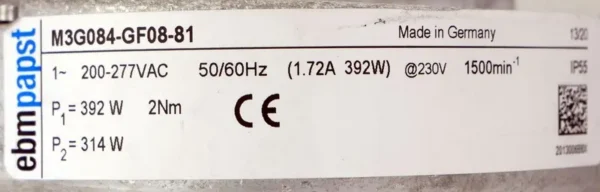 External Rotor Motor, M3g084-gf08-81, M3g084gf0881, 392w - view 3