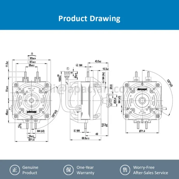 External Rotor Motor, M4Q045-CA01-75, HVAC - view 4